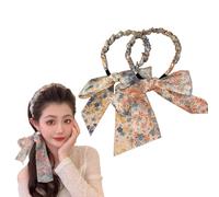 2 pcs Satin Fabric Hair Bands,Retro Satin Cross Knotted Fabric Headband,Adjustable Fashion Bow Hairband Hair Scarf Headband for Women (2pcs E)
