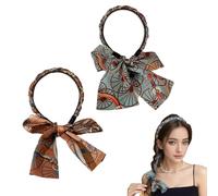 2 pcs Satin Fabric Hair Bands,Retro Satin Cross Knotted Fabric Headband,Adjustable Fashion Bow Hairband Hair Scarf Headband for Women (2pcs C)