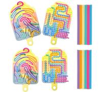 2 Pcs Sensory Activity Board, Moxiewell Tablero de Actividad Sensorial para Aliviar el EstréS, Juguete antiestrés de Silicona, Fidget Toy de Doble Cara para TDAH y Autismo con 24 Cuerdas Ice Cream B