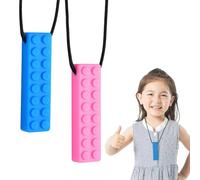 2 PCS Silicona Masticar para Niños, Collar de Masticación Sensorial, Chew Colgante, Colgante de silicona para masticar, Para Necesidades Mordiendo, Material Silicona De Grado Alimenticio