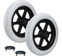 2 pcs Silla de Ruedas Rueda Trasera de 12 pulgadas, ruedas Pu sólidas,acesorios para sillas de ruedas para reemplazar las ruedas traseras, resistentes al desgaste y antideslizantes, Gris