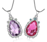 2 Pcs Sofia The First Amulet And Elena Princess Necklace Twin Sister Teardrop Necklace Magic Jewelry Gift for Girls
