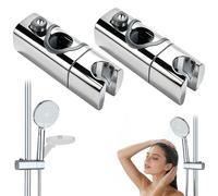 2 Pcs Soporte Ducha Universal 18-25mm Deslizador Ducha sin Taladro Antideslizante Soporte Alcachofa Cromado, Repuesto Barra Ducha Ajustable Soporte Ducha Baño Fácil Instalación, Cierre Fijo Seguro