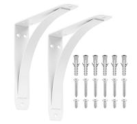 2 Pcs Soporte Estanteria Pared Blanco, Soporte Baldas Pared Metalica, Soportes para Estanterías Vintage, Soportes Antiguos para Estantes, Escuadras para Estanterias, Baldas de Madera, 200x200x40mm