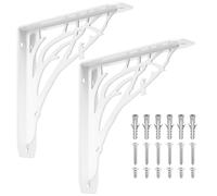 2 Pcs Soporte Estanteria Pared Blanco, Soporte Baldas Pared Metalica, Soportes para Estanterías Vintage, Soportes Antiguos para Estantes, Escuadras para Estanterias, Baldas de Madera, 200x200x40mm