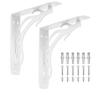 2 Pcs Soporte Estanteria Pared Blanco, Soporte Baldas Pared Metalica, Soportes para Estanterías Vintage, Soportes Antiguos para Estantes, Escuadras para Estanterias, Baldas de Madera, 200x200x40mm