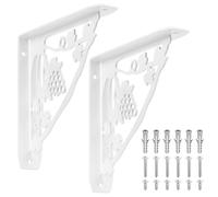 2 Pcs Soporte Estanteria Pared Blanco, Soporte Baldas Pared Metalica, Soportes para Estanterías Vintage, Soportes Antiguos para Estantes, Escuadras para Estanterias, Baldas de Madera, 200x200x40mm