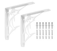 2 Pcs Soporte Estanteria Pared Blanco, Soporte Baldas Pared Metalica, Soportes para Estanterías Vintage, Soportes Antiguos para Estantes, Escuadras para Estanterias, Baldas de Madera, 200x200x40mm