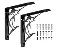 2 Pcs Soporte Estanteria Pared Negro, Soporte Baldas Pared Metalica, Soportes para Estanterías Vintage, Soportes Antiguos para Estantes, Escuadras para Estanterias, Baldas de Madera, 200x200x40mm