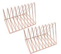 2 pcs Soporte para periódicos, Estante de Almacenamiento de Hierro para Escritorio, estantería multifunción triángulo archivador decoración hogar Oficina librerías (Oro Rosa)