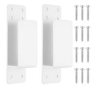 2 Pcs Soportes de Barricada de Puerta 2 x 4, Blanco Soporte en U de Metal pour Barra Seguridad Puerta, Soporte de Seguridad Antirrobo para Madera de Puerta Granero Garaje Casa