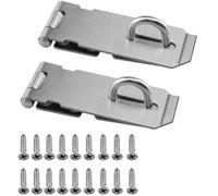 2 Pcs Stainless Steel Padlock Hasp Door Clasp Lock 90 Degree Right Angle Shed Gate Latch Household Burglar-proof Bolt Buckle(L)