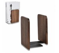 2 PCS Sujetalibros de Madera de Nogal, 17x12cm Simple Sujetalibros Organizador y Soporte, Decoración Extremos de Libros para Estantes en Casa, Oficina, Biblioteca, Escuela