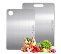 2 Pcs Tabla Cortar de 304 Grado Alimenticio de Doble Cara, Tabla Cortar Acero Inoxidable para Cocina, Acero Inoxidable Cutting Boards for Kitchen, para Cortar Carne Frutas Verduras (40x30cm+30x20cm)