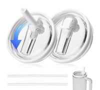 2 Pcs Tapa de Repuesto para Stanley Cup Accesorios, Tapa de Repuesto a Prueba de Fugas para Stanley Cup 40 Oz, Tapas Flip Straw Reutilizable con Pajitas para Vasos de 40 oz
