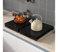 2 PCS Tapa Encimera Gas, Cubre Encimera Gas, Encimera Cocina de Acero Inoxidable, para Ampliar el Espacio de la Cocina(Black,14x19in/35x48cm)