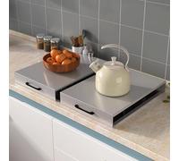 2 PCS Tapa Encimera Gas, Cubre Encimera Gas, Encimera Cocina de Acero Inoxidable, para Ampliar el Espacio de la Cocina(Stainless steel,16x18in/40x45cm)