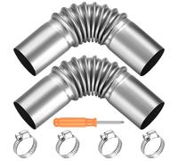 2 Pcs Tubo de Escape Ángulo Conector, 25mm x 15.5cm Tubos de Escape de Acero Inoxidable, Conectores Tubo de Escape del Calefactor del Coche para Calentadores de Coche, con 4 Abrazaderas de Manguera