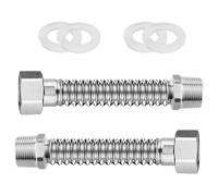 2-Pcs - Tubo ondulado de acero inoxidable de 3/4 pulgadas (20 cm, 304, extensible, flexible, tubo de conexión universal G3/4 DN20 para conexión de agua, calefacción, sistema de ablandamiento, grifos