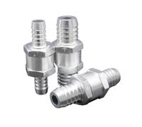 2 PCS Universal Aluminium Alloy One Way Valves Anti-Backflow 6/8/10/12mm Non Return Check Valve Fit Silver Car Tool Gasoline(12MM)