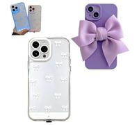 2 Pcs Vibrant LED Bowknot Phone Case for iPhone 14/15/16/17 Pro/Pro MAX/Plus,Light-Up Phone Shell for Incoming Calls,Illuminated Ribbon Stylish Cellphone Cover (White, iPhone 16 Pro MAX)