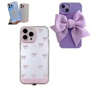 2 Pcs Vibrant LED Bowknot Phone Case for iPhone 14/15/16/17 Pro/Pro MAX/Plus,Light-Up Phone Shell for Incoming Calls,Illuminated Ribbon Stylish Cellphone Cover (Pink, iPhone 14 Plus)