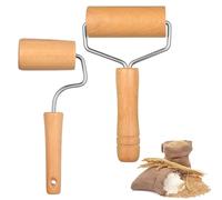 2 PcsRodillo Cocina con Manija de Madera, Rodillo Reposteria, Rodillo Repostería, Rodillos de Madera para Hornear, Rodillos Repostería para Pizza, Pastas, Postres y Arcilla Polimérica (2 tamaños)