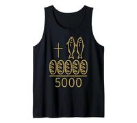 2 Peces 5 Panes Cruz Jesús 5000 Milagro Cristiano Camiseta sin Mangas