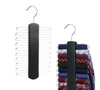 2 Pedazo Percha Ganchos Metal, Cinturones Perchas, Percha Corbatero, con 20 Tabiques Metálicos y Gancho Giratorio de 360 Grados, para Corbatas Bufandas Cinturones (Negro)