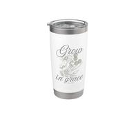 2 Pedro 3:18 Crecer En Gracia Flores Vintage Vaso térmico de acero inoxidable de doble pared