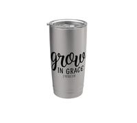2 Pedro 3:18 Grow In Grace Verso de la Biblia Cristiano Vaso térmico de acero inoxidable de doble pared