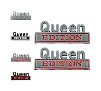 2 pegatinas con emblema 3D de Queen Edition, nuevo emblema de Queen Edition 2026, accesorios exteriores for automóviles, camiones, SUV, divertidos y duraderos(Plateado y rojo)