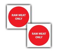 2 pegatinas de alimentos con alérgenos y carne cruda - Etiquetas de cocina codificadas por colores