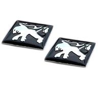 2 pegatinas de aluminio de 16 x 16 mm, aptas para Peu_ge.otAuto, para llaves, mando a distancia, decoración, etc., 16 mm cuadrados con emblema (16 x 16 mm, 2 unidades)