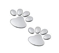 2 pegatinas de coche de impresión de pata de perro de plata 3D para vehículos de Windows, decoración de cuarto de baño, elegante y popular