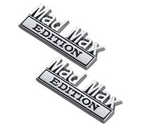 2 pegatinas de coche Mad Max Edition, emblema de letras 3D para camión, adhesivo conservador, pegatinas divertidas para vehículos, camiones, SUV, decoración de puertas (color plateado)