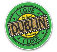 2 pegatinas de corazón de 10 cm - I Love Dublin Irlanda, sello de viaje irlandés, calcomanías divertidas para portátiles, tabletas, equipaje, reserva de chatarra, frigoríficos #5014