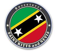 2 pegatinas de corazón de 10 cm - Saint Kitts and Nevis Basseterre Flag Fun Calcomanías para ordenador portátil, tabletas, equipaje, chatarra, frigoríficos #5042