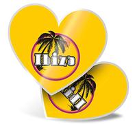 2 pegatinas de corazón de 7,5 cm - Ibiza Sunset Travel Holiday Stamp Calcomanías divertidas para portátiles, tabletas, equipaje, libros de recortes, neveras, #7120