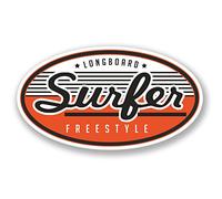 2 pegatinas de longboard para coche, bicicleta, iPad, portátil, surf, calcomanía divertida #4194 (10 cm de ancho x 5,6 cm de alto)
