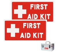 2 pegatinas de primeros auxilios para el hogar, autoadhesivas, impermeables, para botiquín de primeros auxilios, para interior y exterior, para coche, escuela, oficina o negocio (16 x 8 cm)