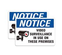 2 pegatinas de señal de advertencia de vigilancia de audio y video de 24 horas, autoadhesivas, impermeables, para cámara de seguridad en uso, para el hogar, negocios, área privada