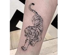 2 Pegatinas De Tatuaje Temporal A Base De Hierbas, Tatuaje Falso De Tigre En La Montaña, Para Mujer Y Hombre, Semipermanente, No Reflectante, Resistente Al Agua, Con Una Duración De 2 Semanas.