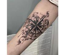 2 Pegatinas De Tatuajes Temporales De Hierbas, Tatuajes Falsos Para Brazo, Brújula, Tinta Estilo Jugo, Para Mujeres Y Hombres, No Reflectantes, Resistentes Al Agua, Con Una Duración De 2 Semanas.