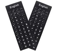 2 pegatinas de teclado en inglés, fondo negro con letras blancas para computadora portátil, computadora portátil, computadora de escritorio, etiquetas adhesivas de teclado de computadora de repuesto (inglés)