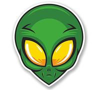 2 pegatinas de vinilo Alien de 10 cm para ordenador portátil, coche, monopatín, casco, espacio OVNI #5663 (8,5 cm de ancho x 10 cm de alto)