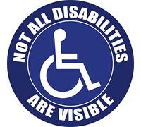 2 pegatinas de vinilo autoadhesivas de 100 mm con texto en inglés "Not All Disabilities Are Visible"