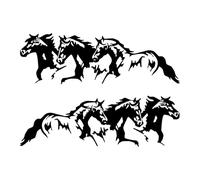 2 pegatinas de vinilo autoadhesivas de 30 x 10 cm, con caballos galopantes, aptas para ventanas de coche, parachoques, portátiles, ventanas, vidrio, paredes, #DZ201 (negro)