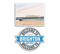 2 pegatinas de vinilo Brighton de 10 cm de ancho, regalo de viaje de vacaciones de Inglaterra, playa, océano, mar, mar, n.º 78562