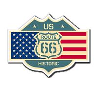 2 pegatinas de vinilo brillante - US Route 66 bandera estadounidense #4043 (10 cm de ancho x 8 cm de altura)